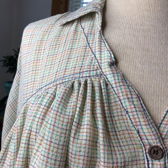 Free People Rainbow Picnic Plaid Oversized size XS - Picture 3 of 10